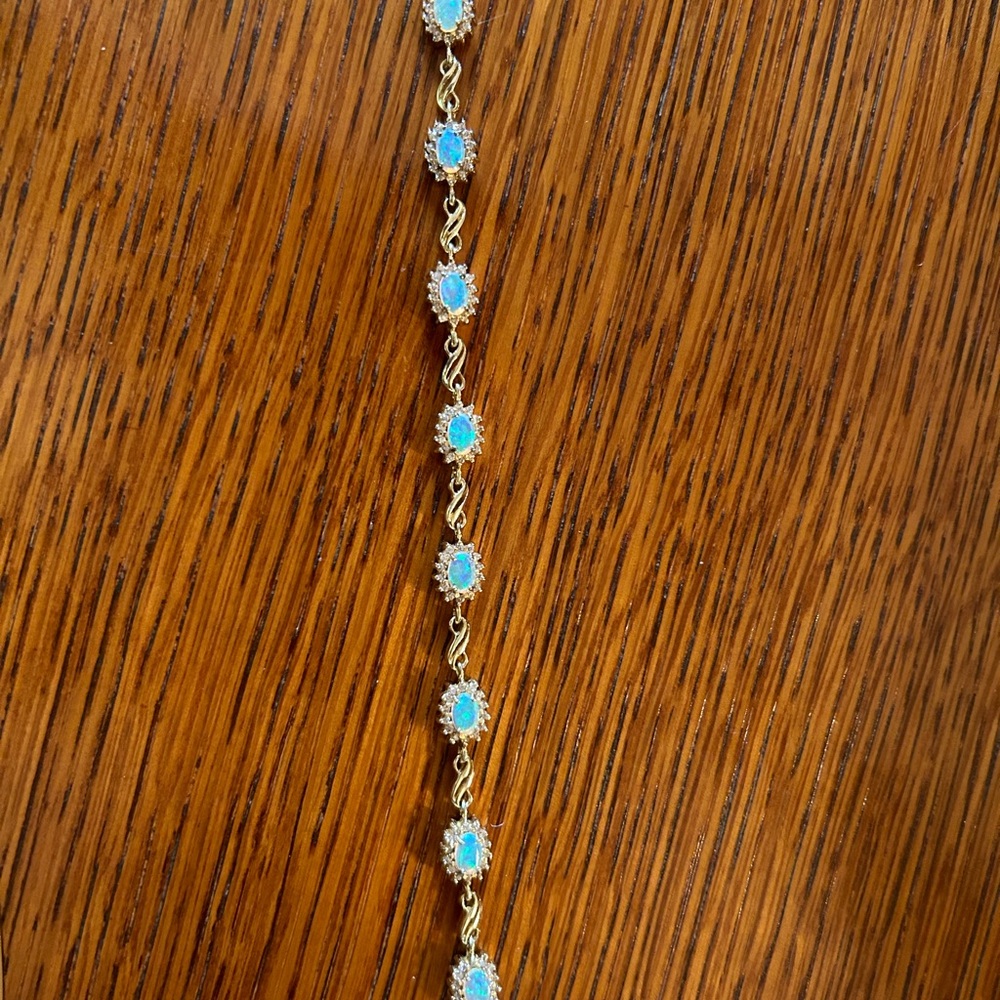 Opal with pink cubic zirconia bracelet